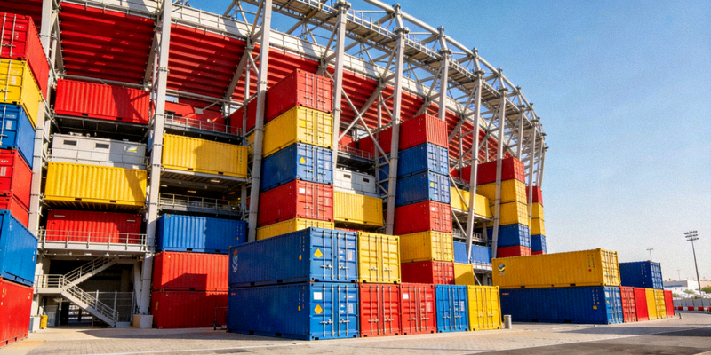 974体育场外观 - 彩色集装箱模块化建筑